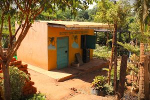 Small barber shop at a plant nursery